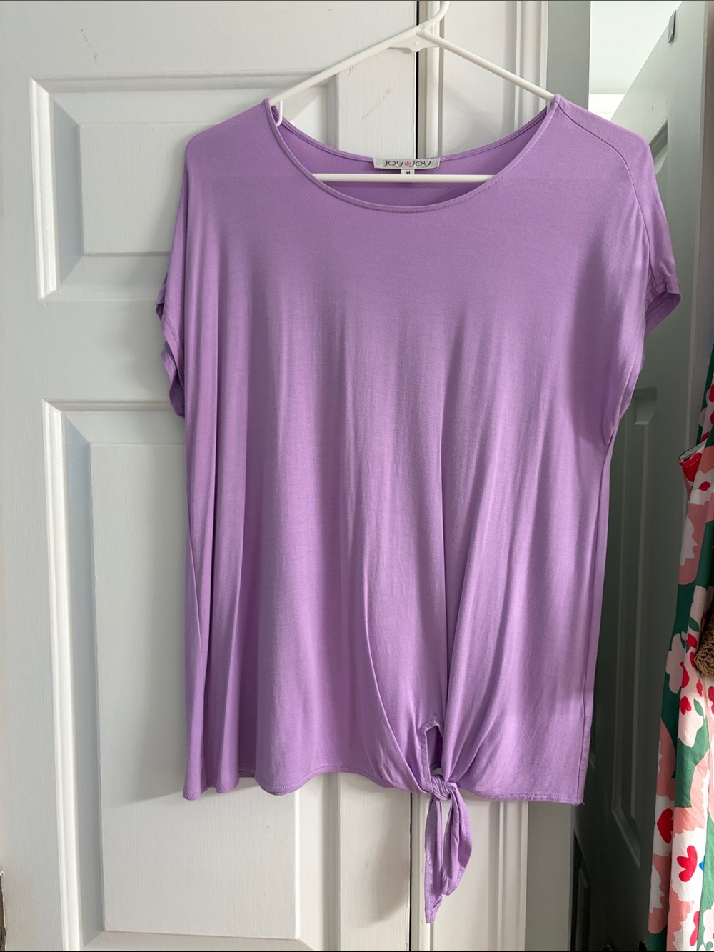 Joy Joy Lavender Short-Sleeve Tie-Front Top